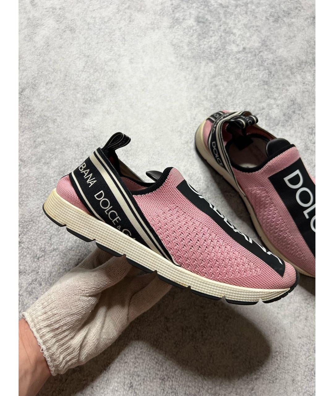 DOLCE&GABBANA Розовые текстильные кроссовки, фото 4