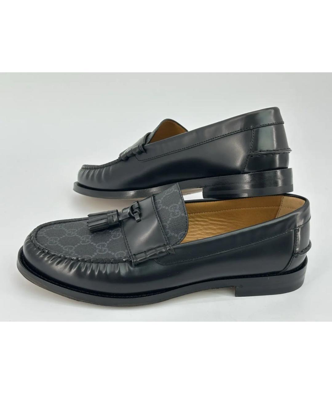 GUCCI Антрацитовые кожаные лоферы, фото 5