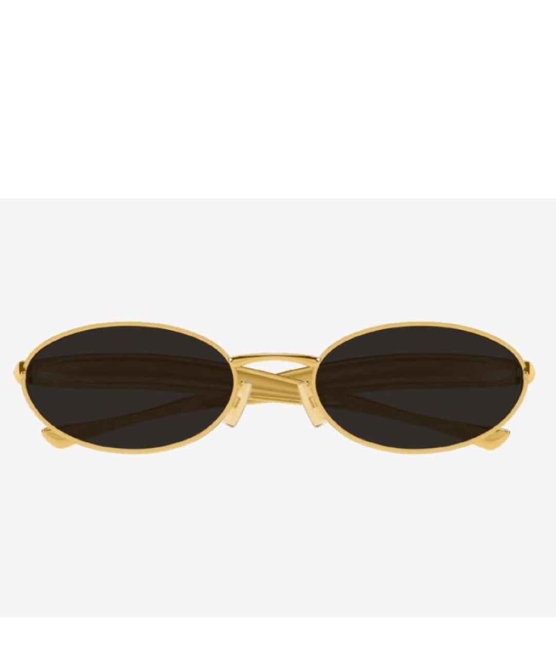 BOTTEGA VENETA Золотые металлические солнцезащитные очки, фото 3