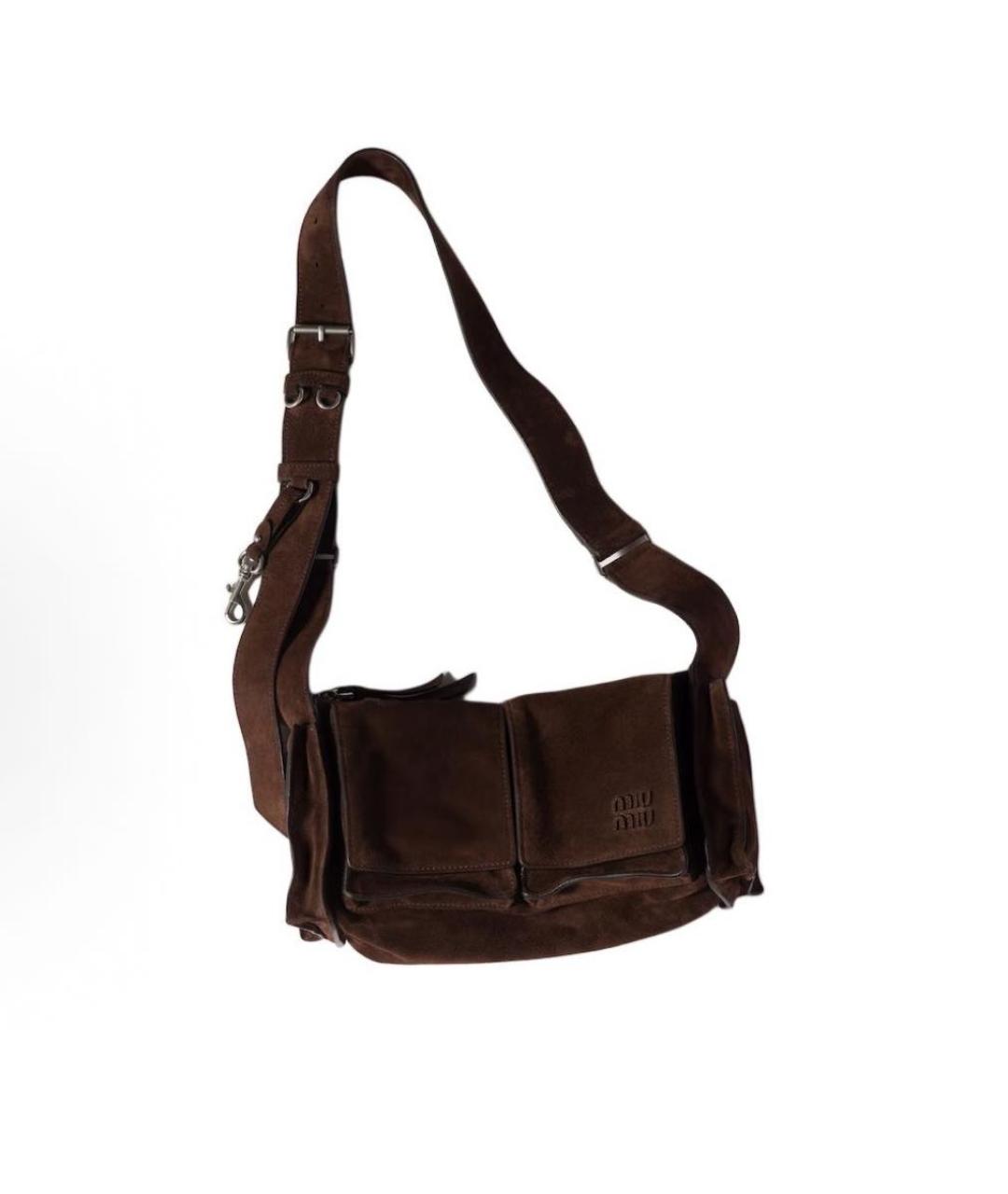 MIU MIU Коричневая замшевая сумка через плечо, фото 2
