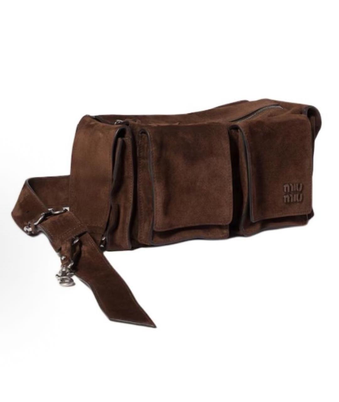 MIU MIU Коричневая замшевая сумка через плечо, фото 3