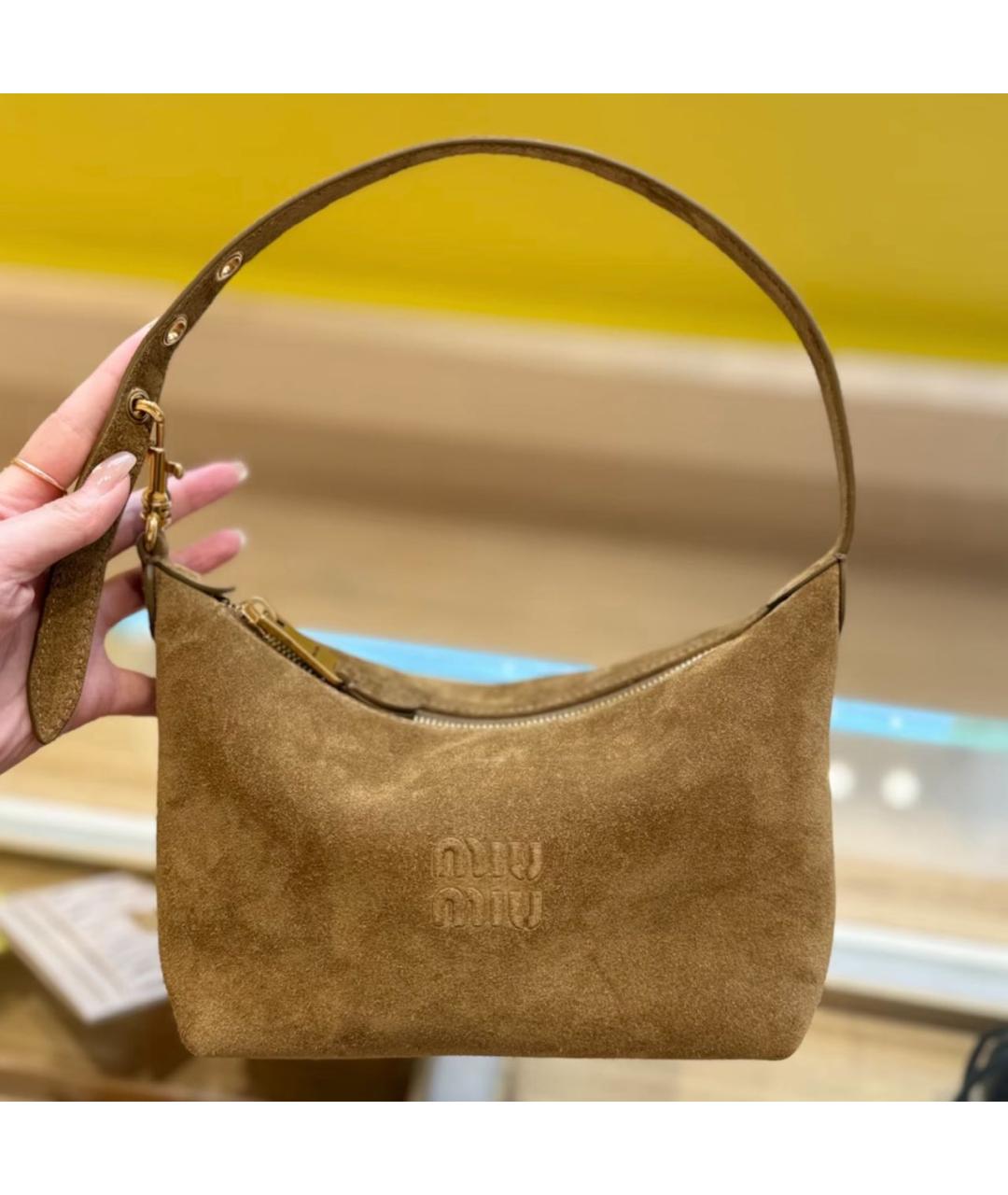 MIU MIU Коричневая замшевая сумка через плечо, фото 6