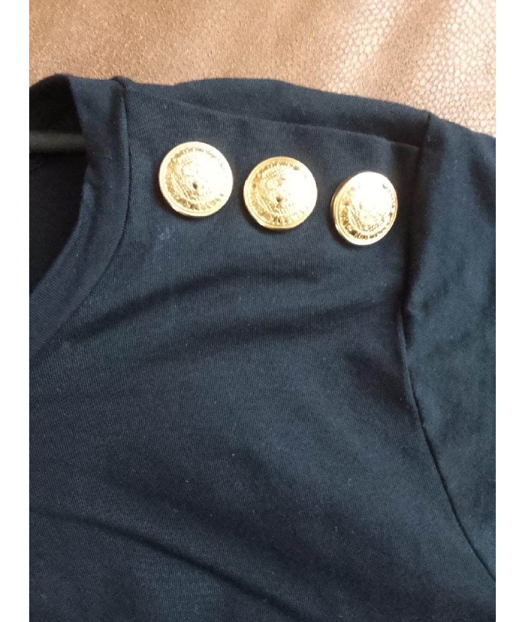 BALMAIN Черная хлопковая футболка, фото 2