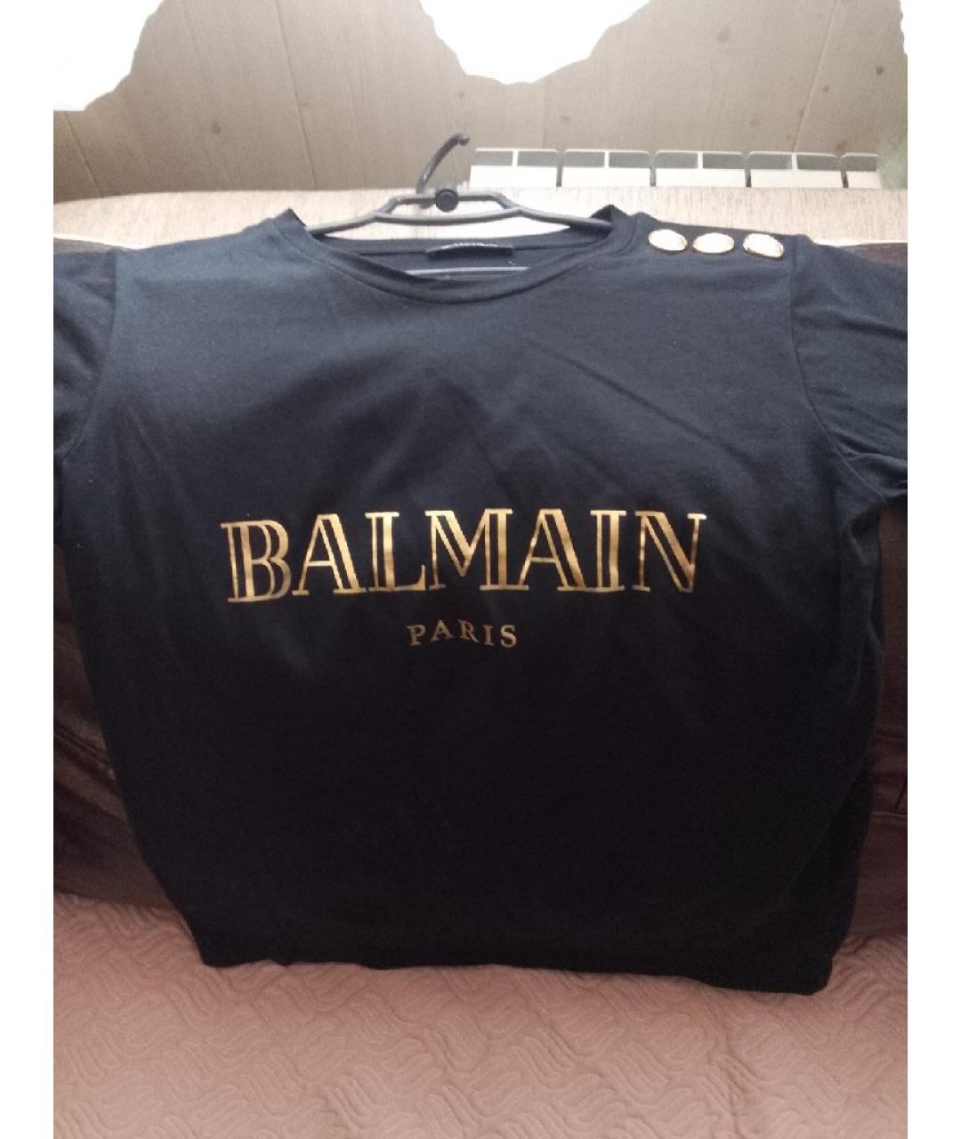 BALMAIN Черная хлопковая футболка, фото 4