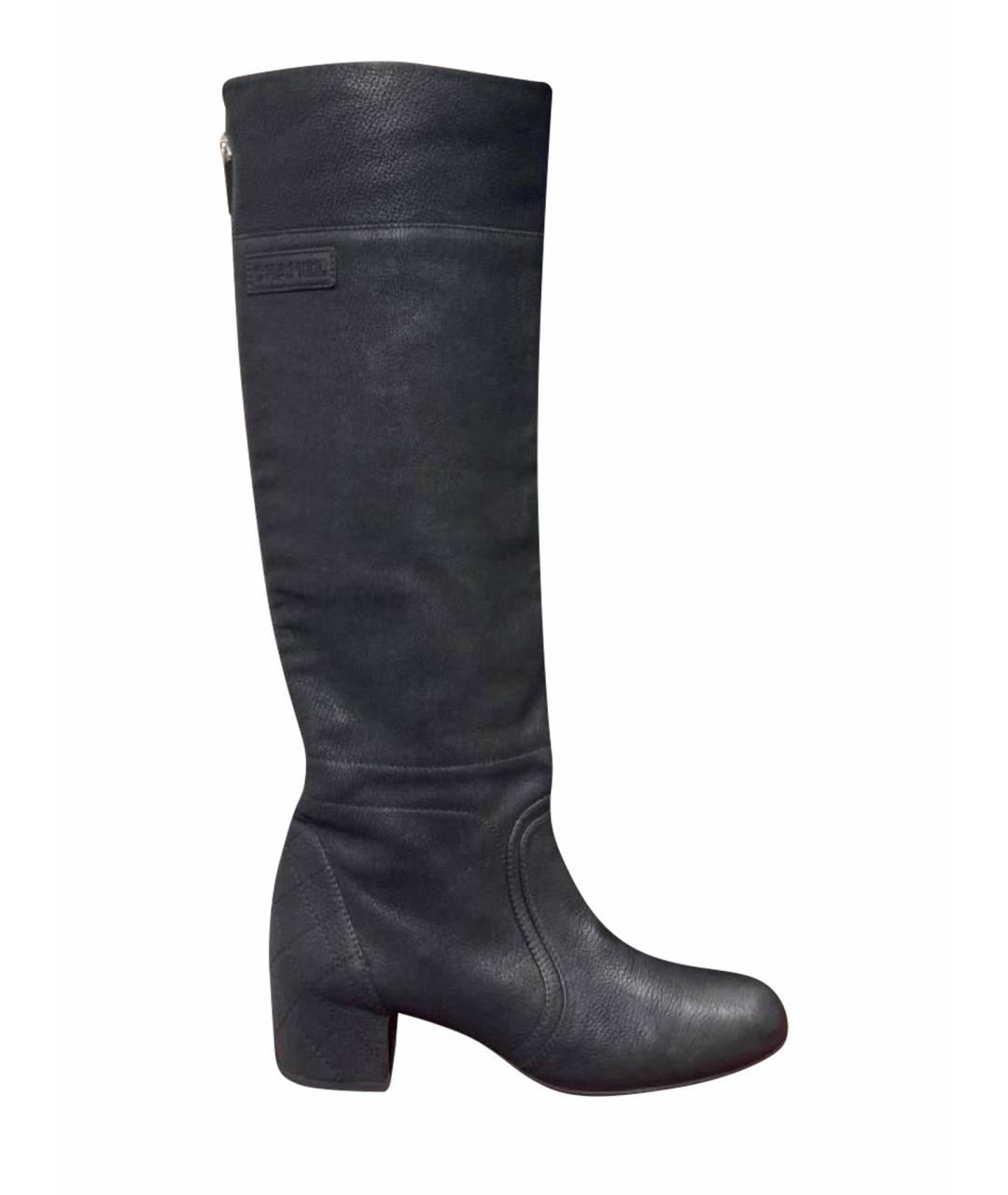 CHANEL Черные кожаные сапоги, фото 1