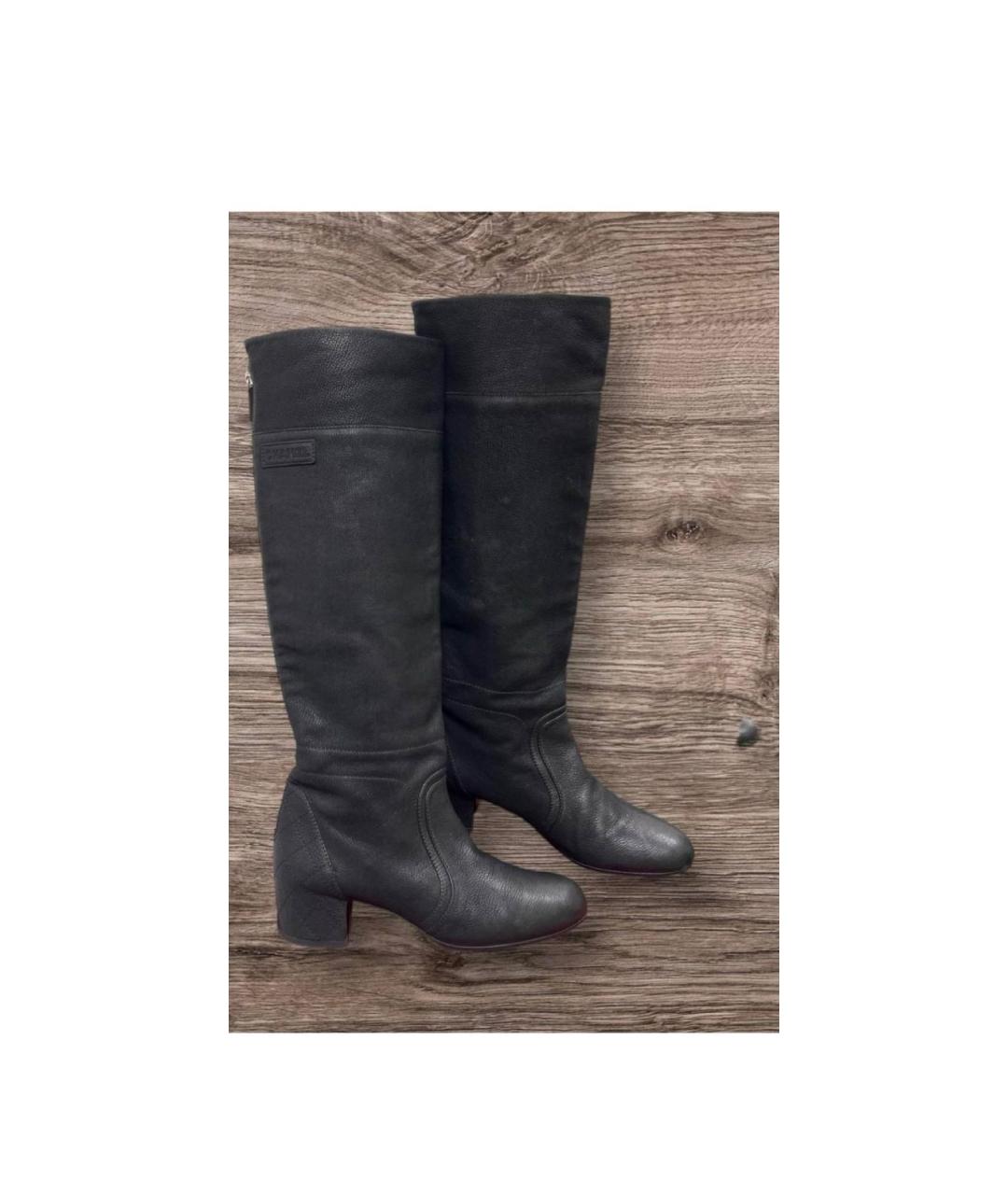 CHANEL Черные кожаные сапоги, фото 7