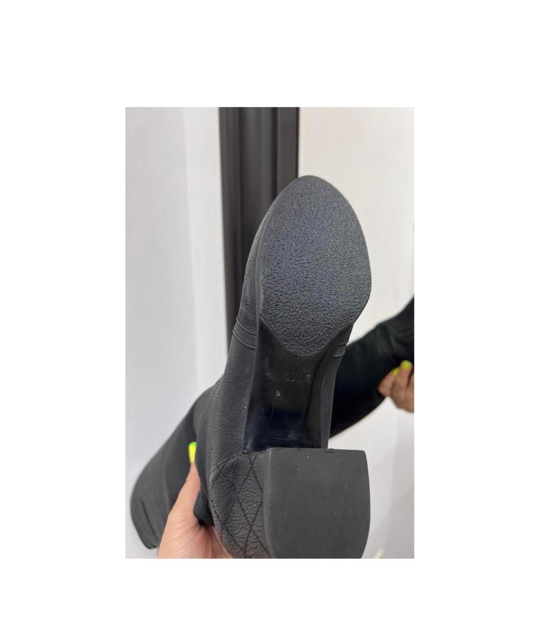 CHANEL Черные кожаные сапоги, фото 4