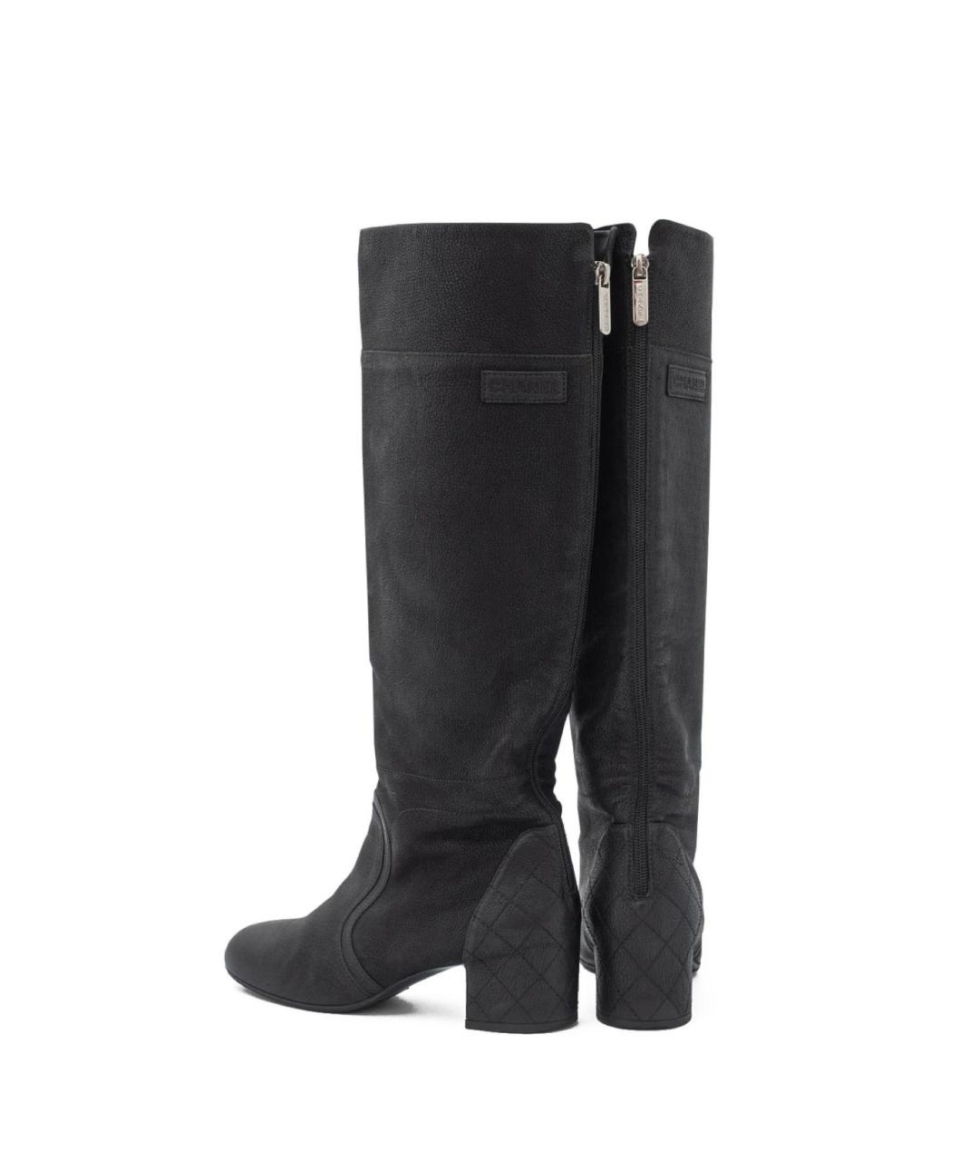 CHANEL Черные кожаные сапоги, фото 3