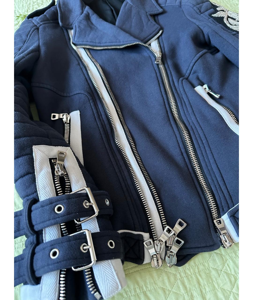 BALMAIN Темно-синяя хлопковая куртка, фото 6