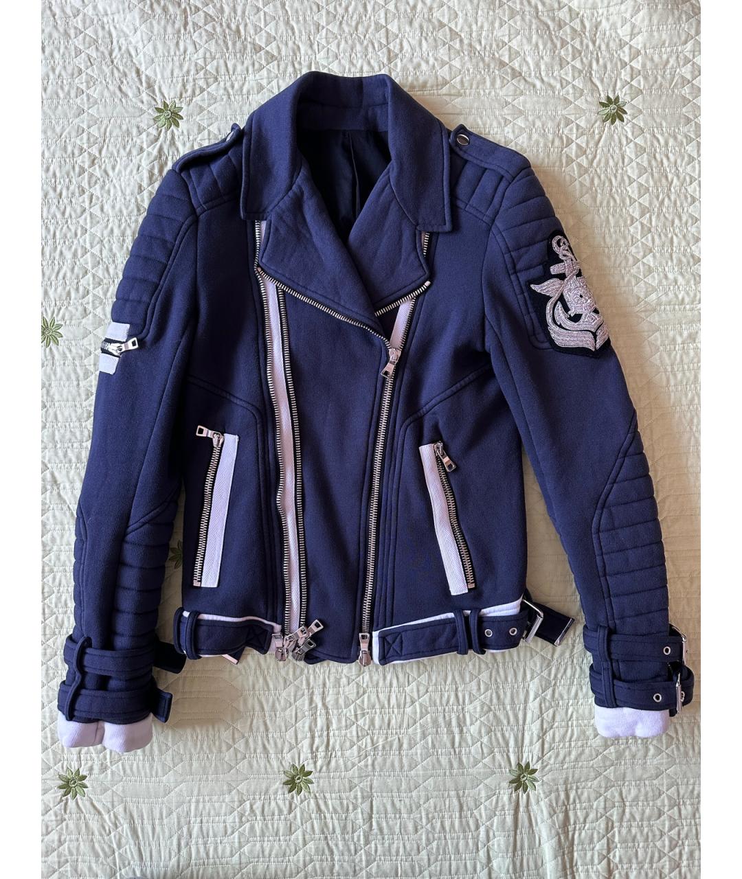 BALMAIN Темно-синяя хлопковая куртка, фото 8