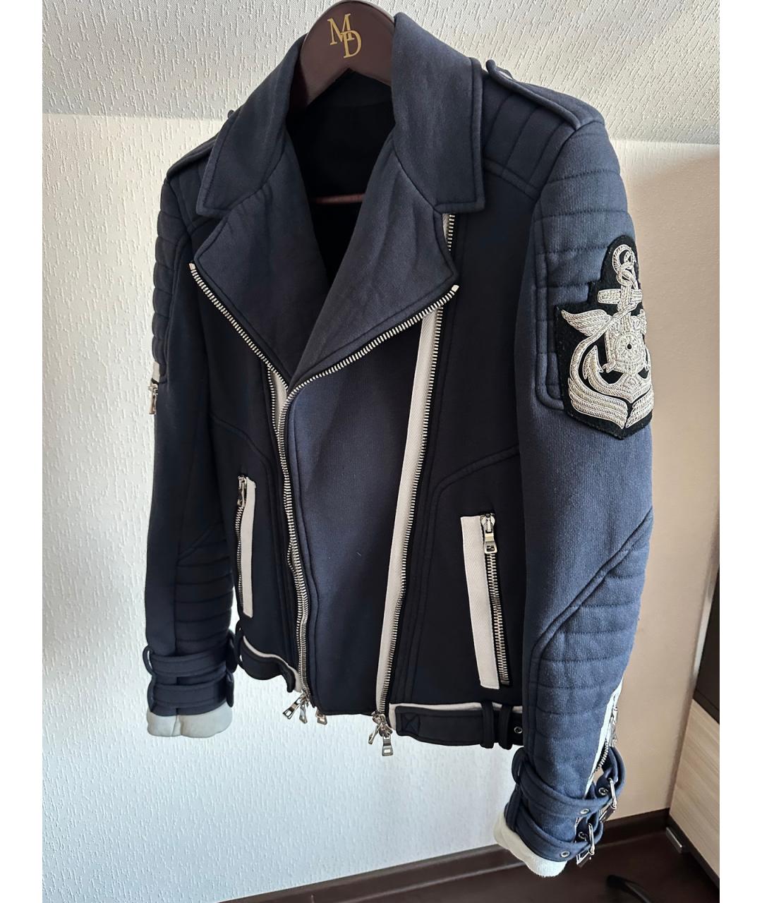 BALMAIN Темно-синяя хлопковая куртка, фото 3