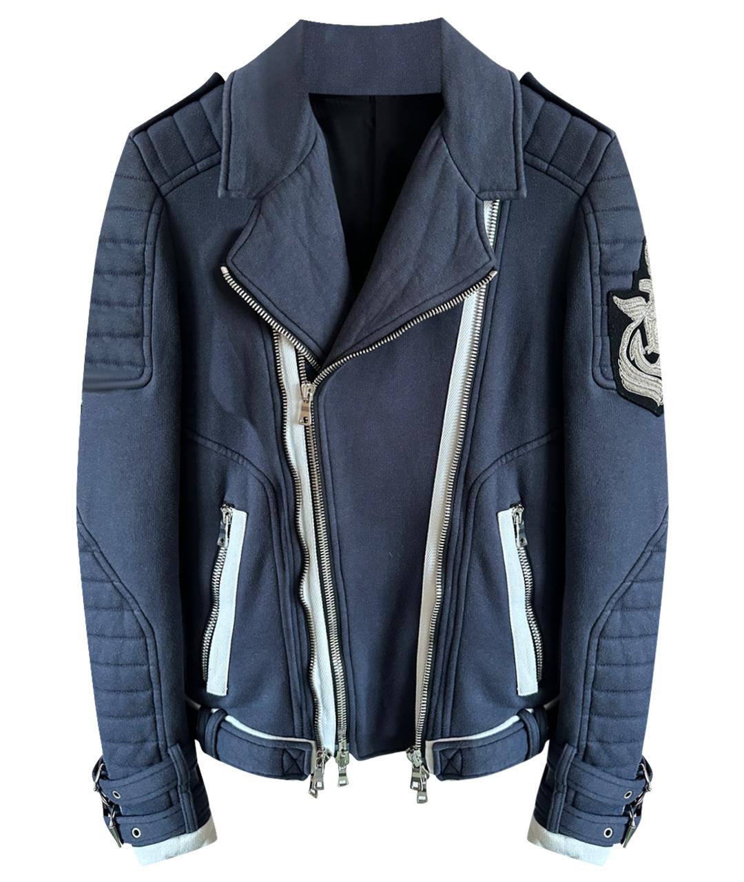 BALMAIN Темно-синяя хлопковая куртка, фото 1