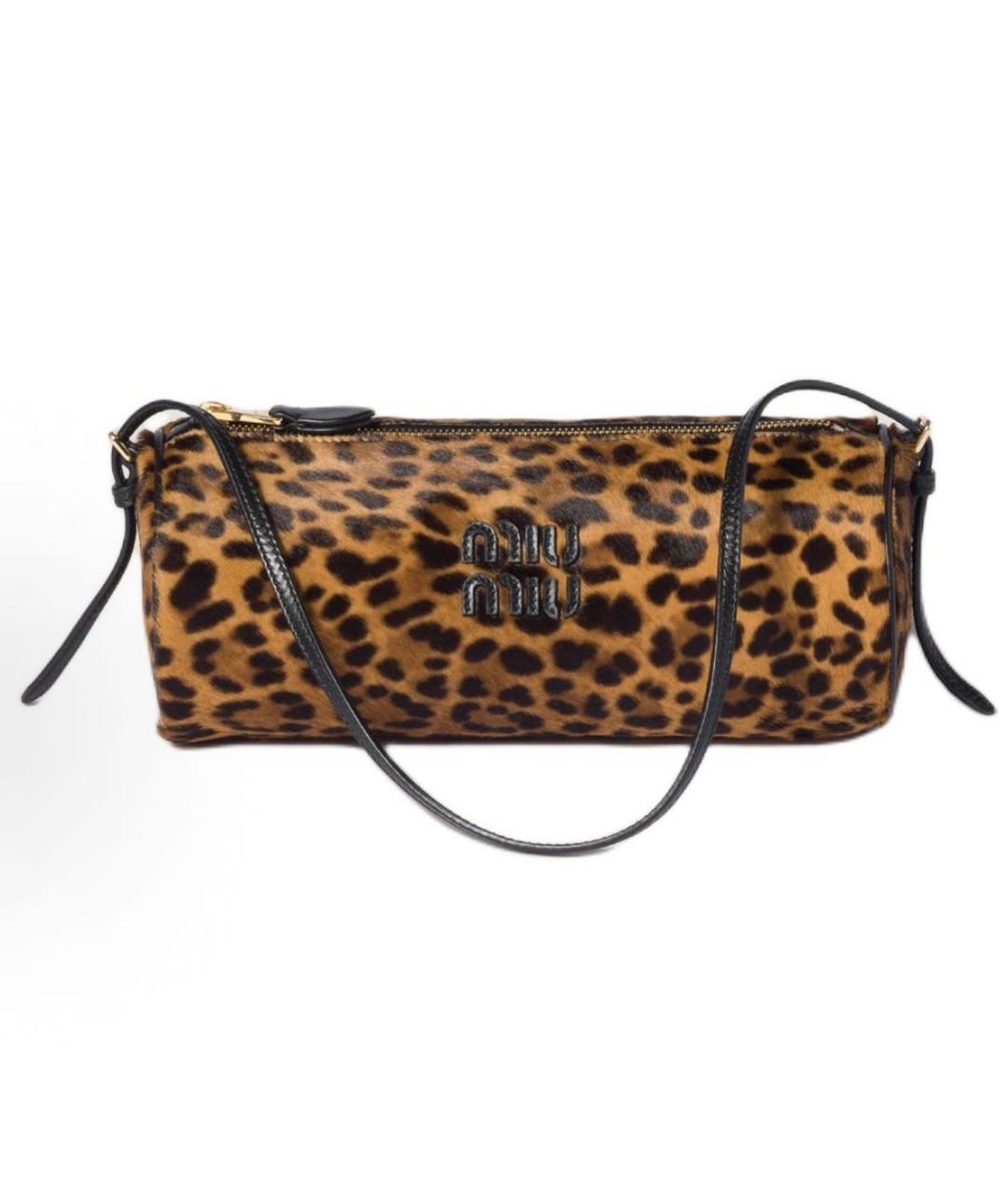 MIU MIU Коричневая кожаная сумка через плечо, фото 6