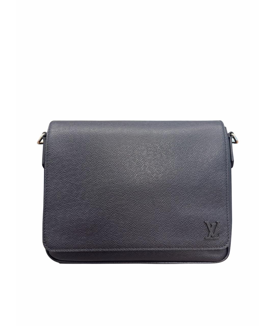 LOUIS VUITTON Темно-синяя кожаная сумка на плечо, фото 9