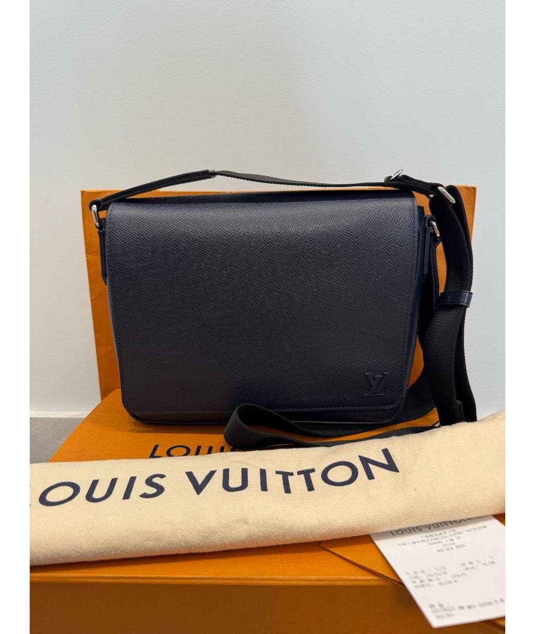 LOUIS VUITTON Темно-синяя кожаная сумка на плечо, фото 2