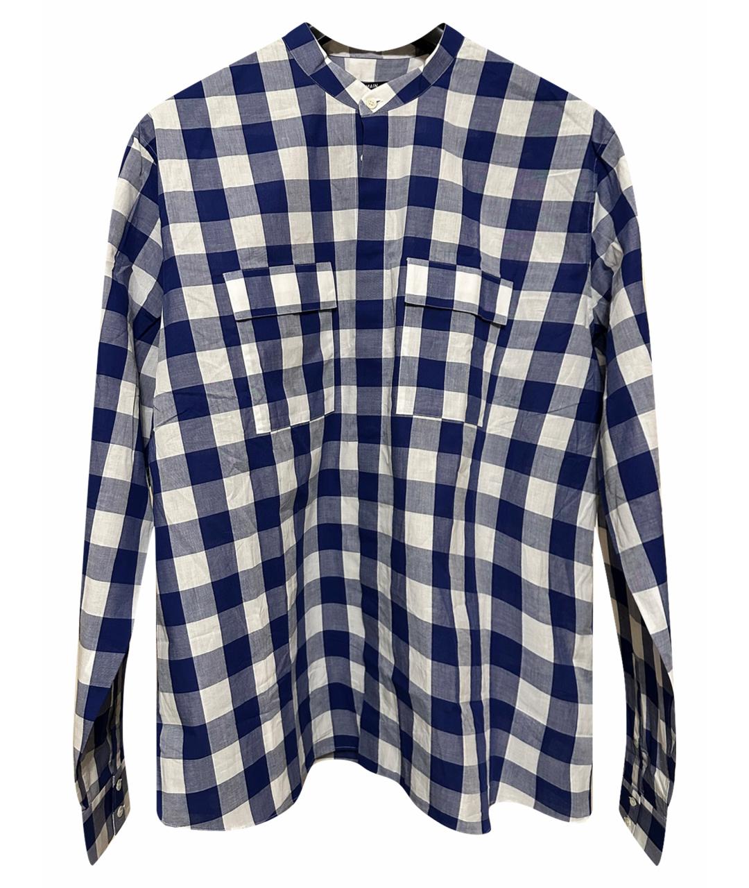 BALMAIN Синяя хлопковая кэжуал рубашка, фото 1