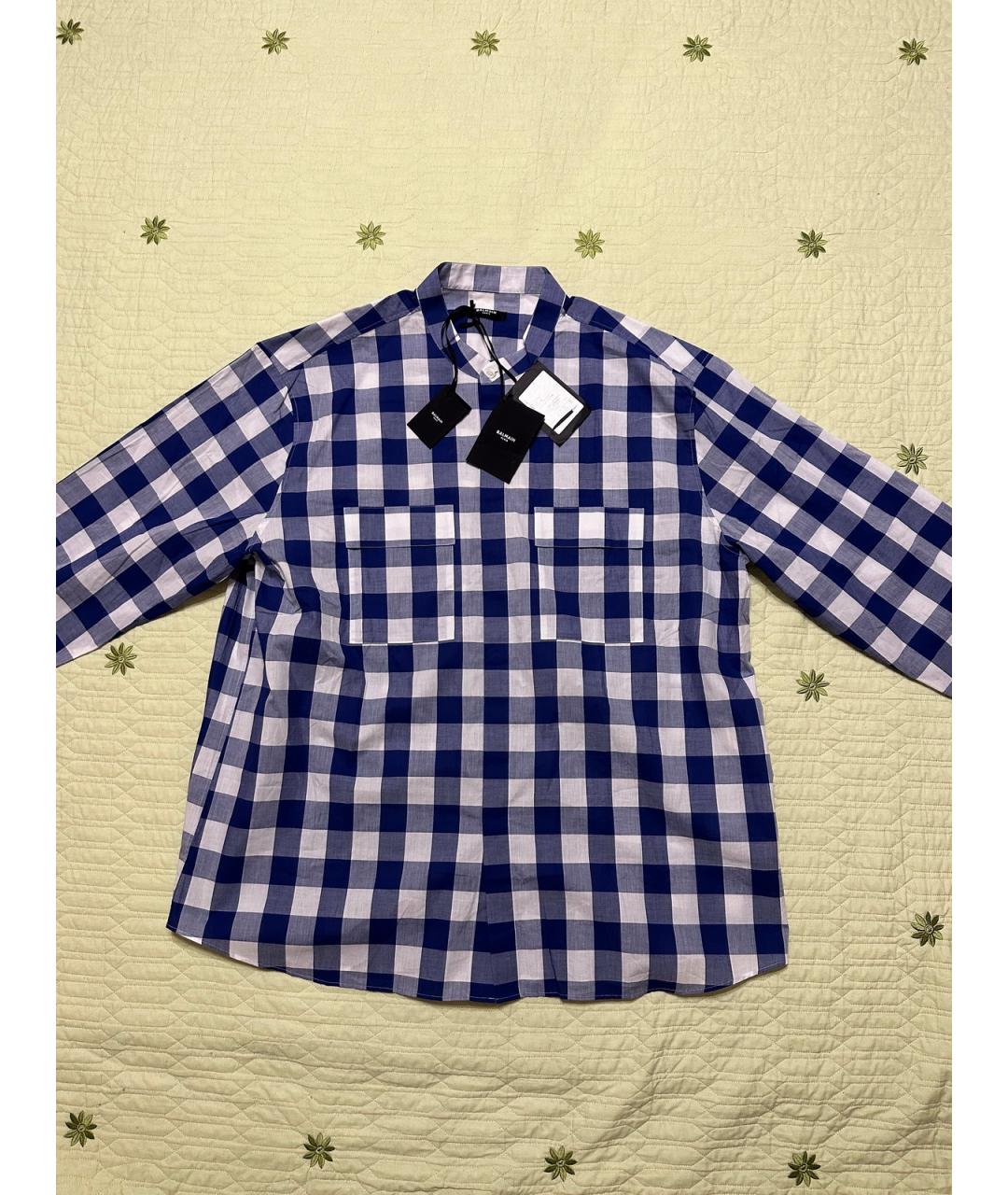 BALMAIN Синяя хлопковая кэжуал рубашка, фото 3