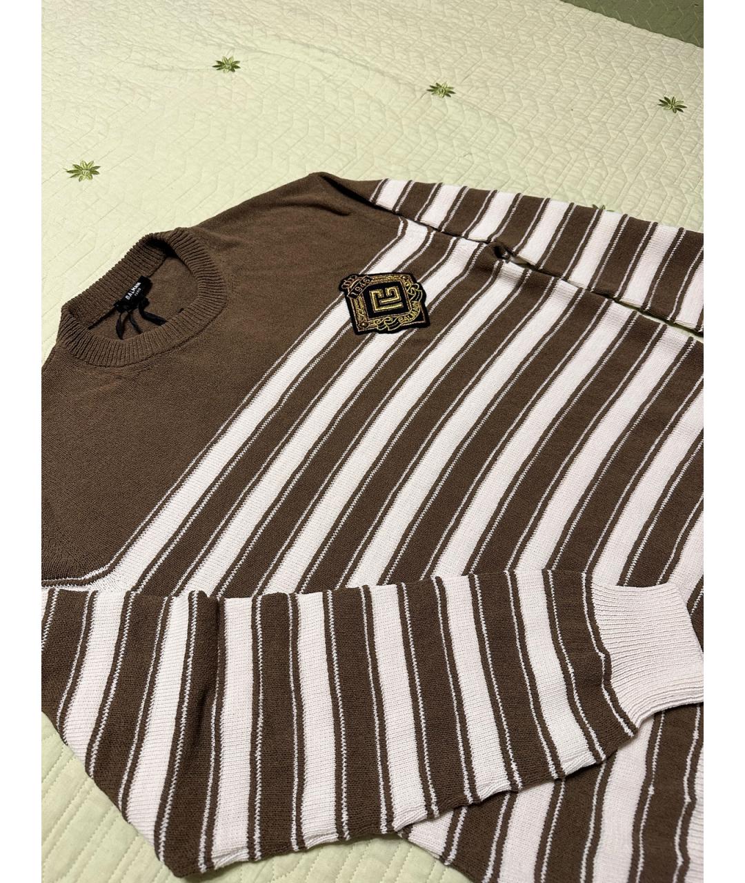 BALMAIN Коричневый хлопковый джемпер / свитер, фото 5