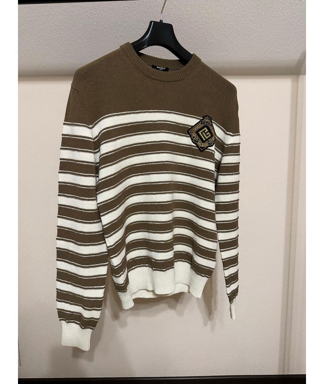 BALMAIN Коричневый хлопковый джемпер / свитер, фото 7