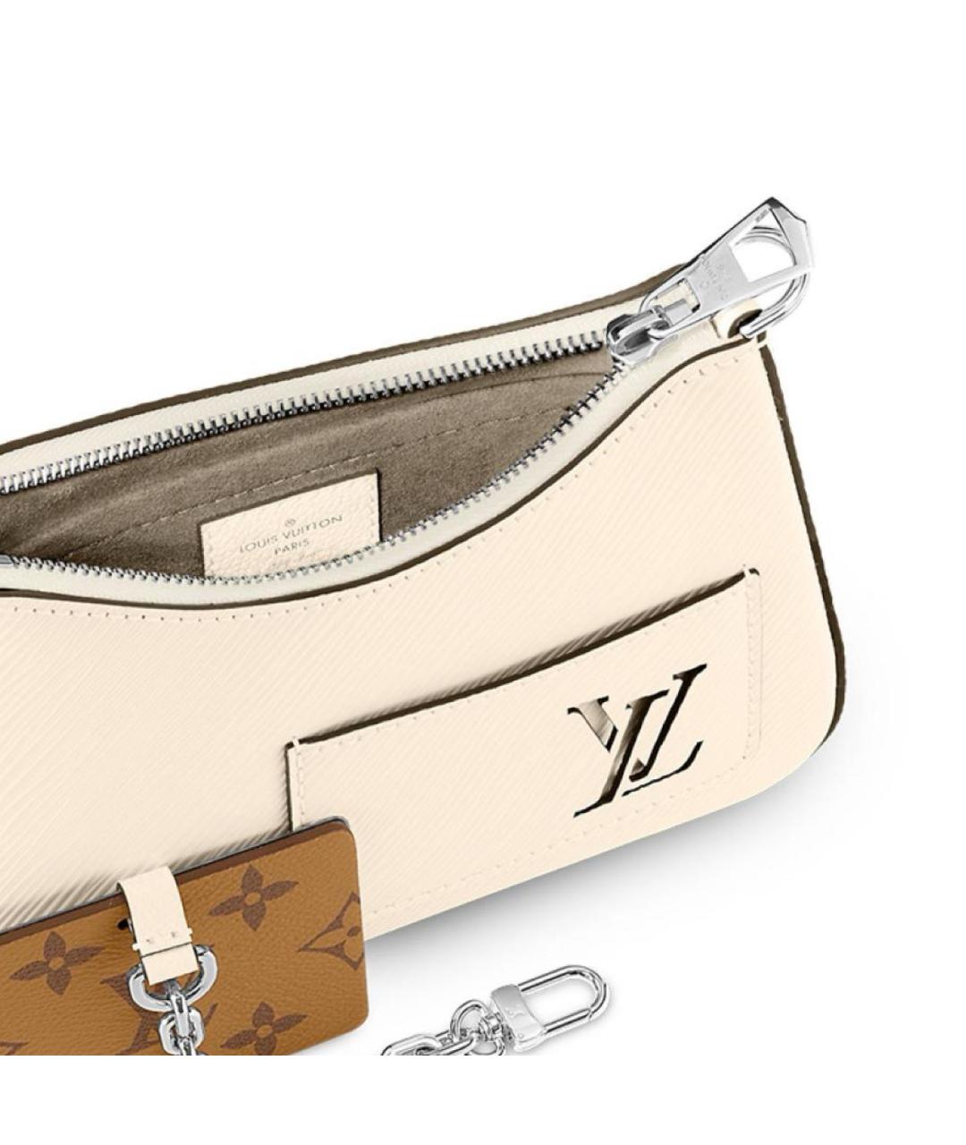 LOUIS VUITTON Бежевая кожаная сумка с короткими ручками, фото 8