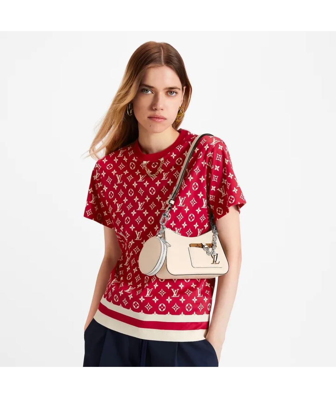 LOUIS VUITTON Бежевая кожаная сумка с короткими ручками, фото 4