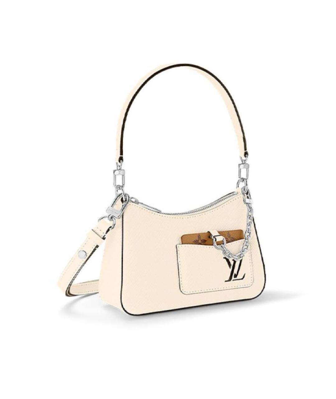 LOUIS VUITTON Бежевая кожаная сумка с короткими ручками, фото 5