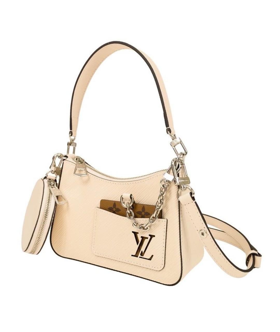 LOUIS VUITTON Бежевая кожаная сумка с короткими ручками, фото 2