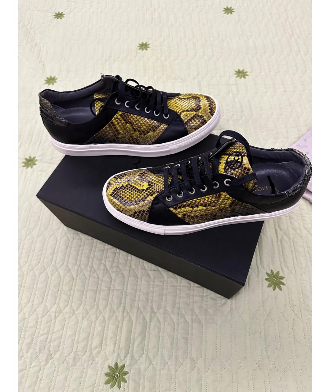 BILLIONAIRE Горчичные низкие кроссовки / кеды из экзотической кожи, фото 2
