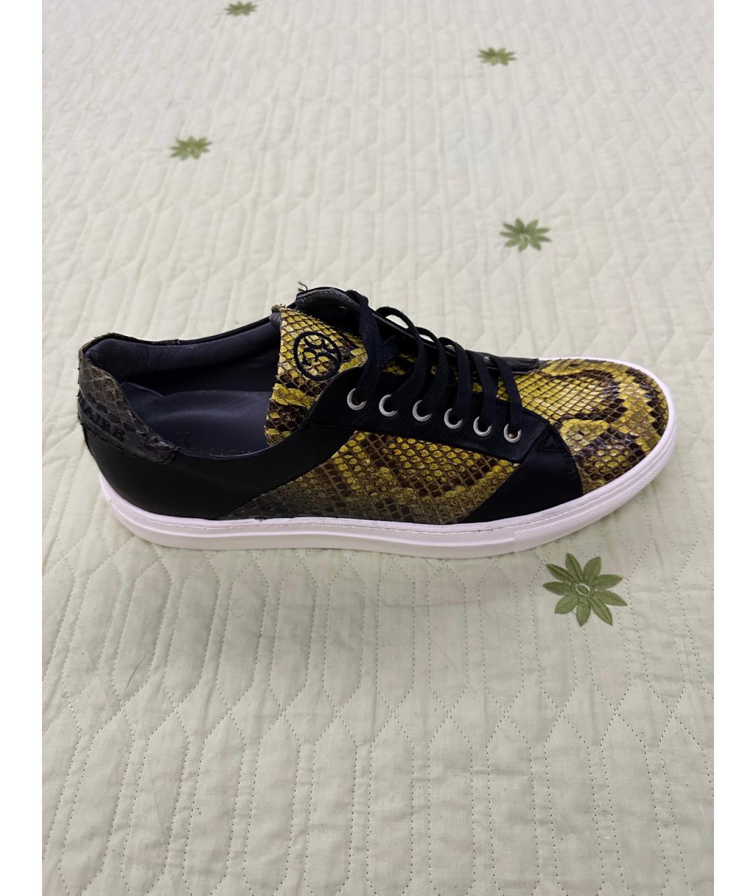 BILLIONAIRE Горчичные низкие кроссовки / кеды из экзотической кожи, фото 10