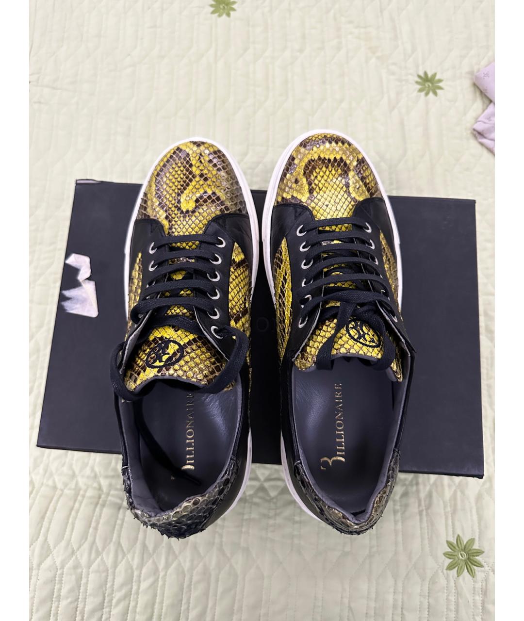 BILLIONAIRE Горчичные низкие кроссовки / кеды из экзотической кожи, фото 5