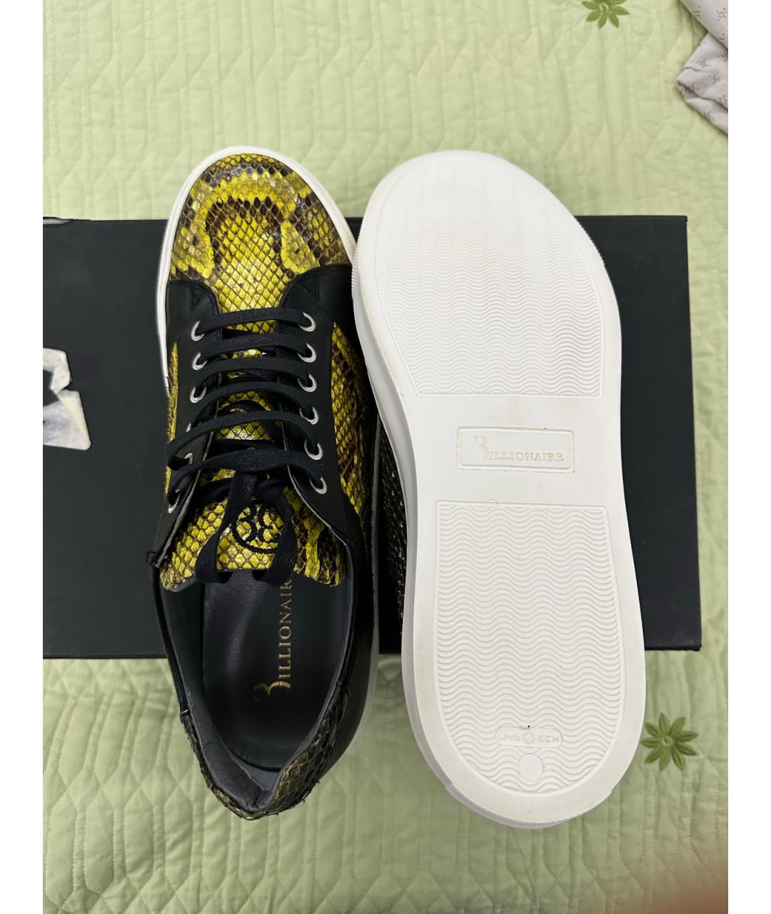 BILLIONAIRE Горчичные низкие кроссовки / кеды из экзотической кожи, фото 6