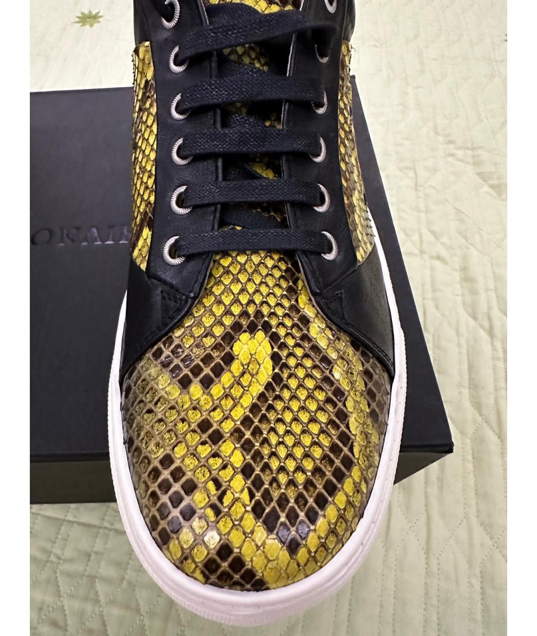 BILLIONAIRE Горчичные низкие кроссовки / кеды из экзотической кожи, фото 4