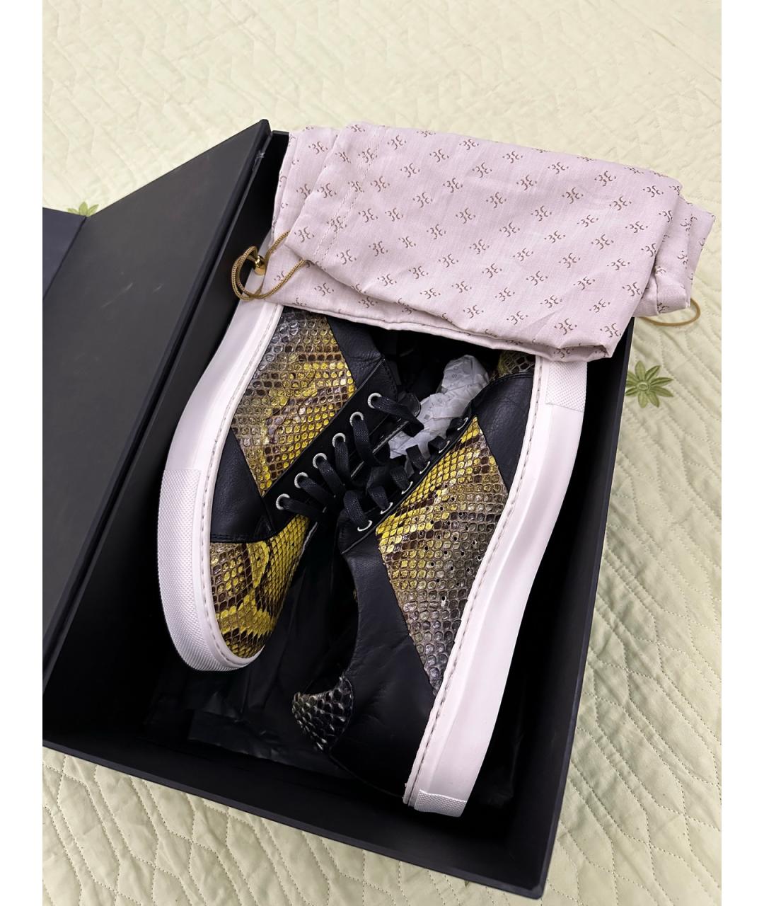 BILLIONAIRE Горчичные низкие кроссовки / кеды из экзотической кожи, фото 8