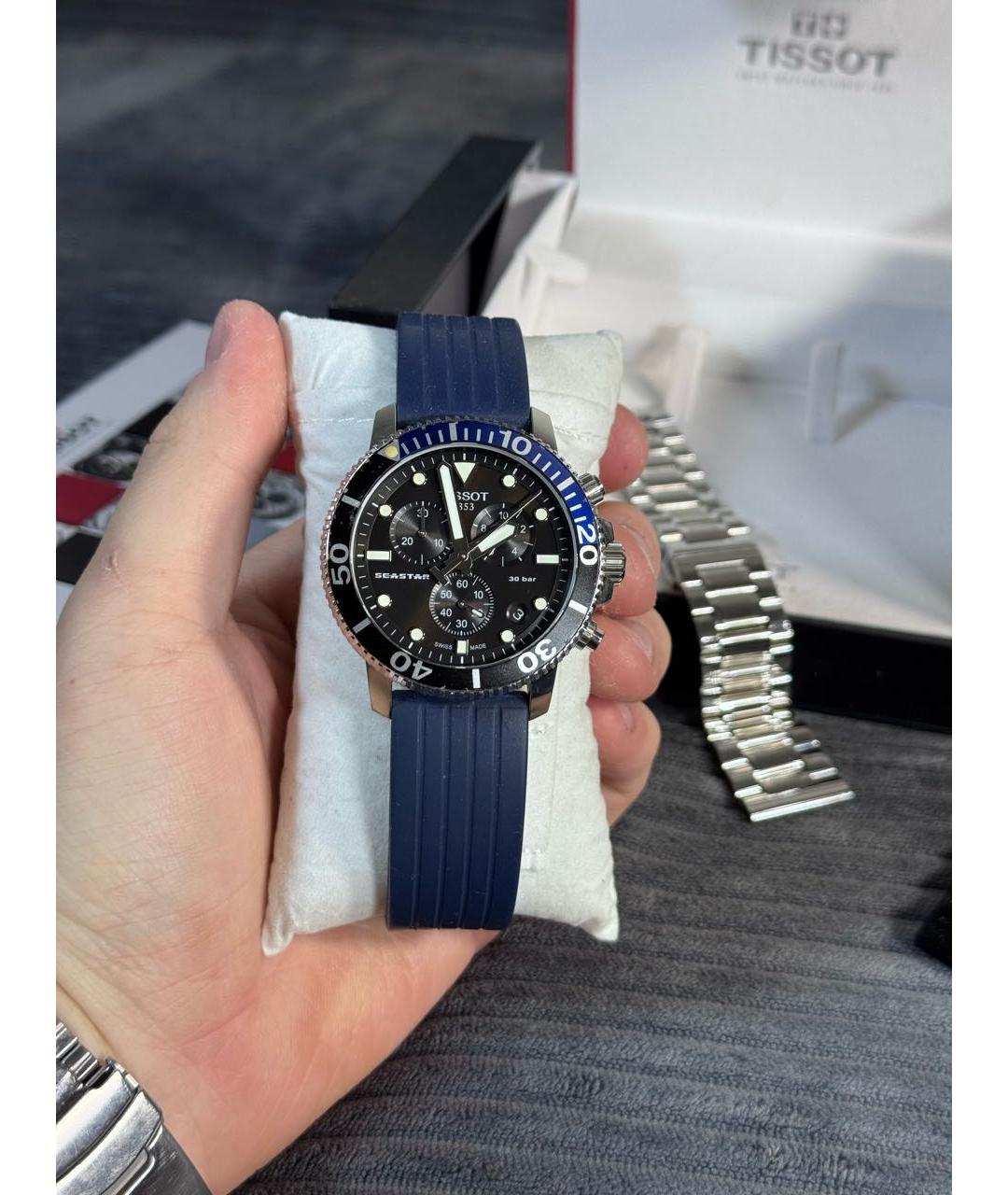 TISSOT Синие стальные часы, фото 9