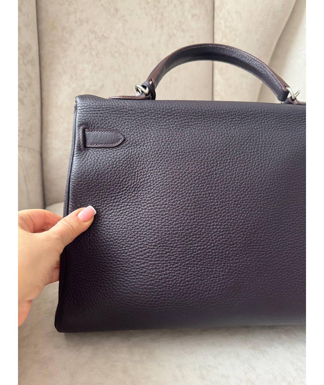 HERMES Фиолетовая кожаная сумка через плечо, фото 5