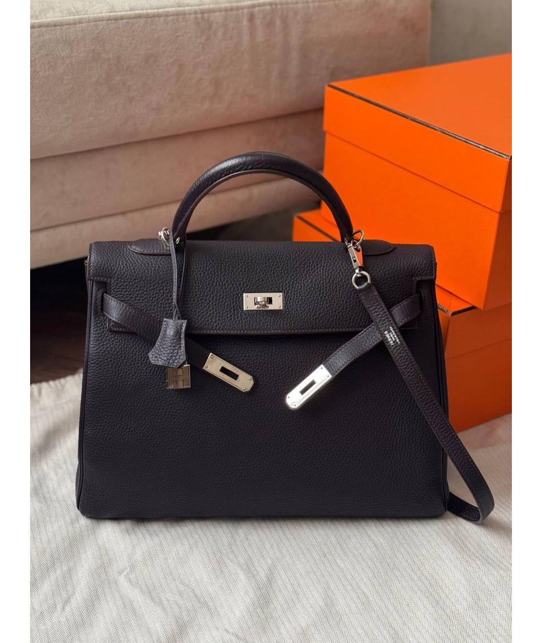 HERMES Фиолетовая кожаная сумка через плечо, фото 9