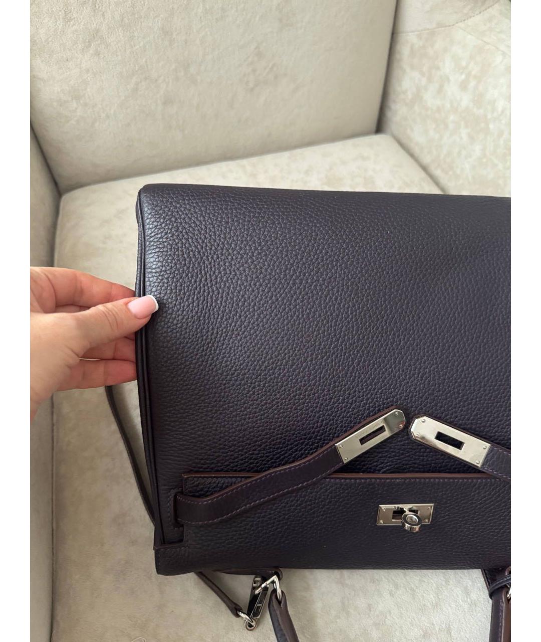 HERMES Фиолетовая кожаная сумка через плечо, фото 2