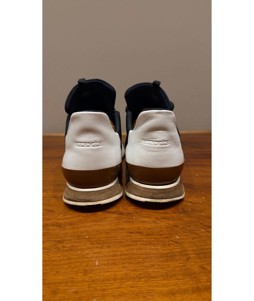 HERMES Темно-синие низкие кроссовки / кеды, фото 4