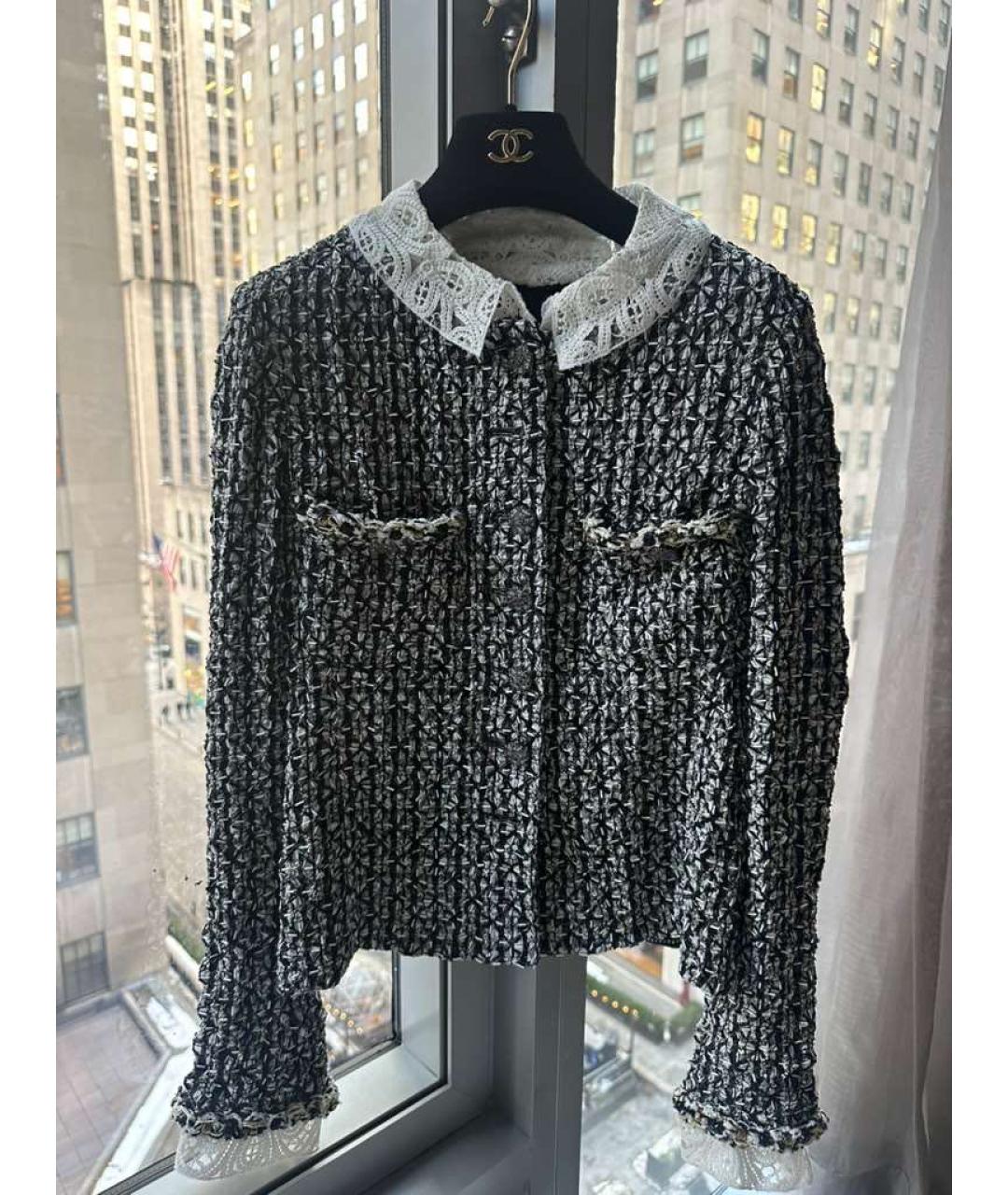 CHANEL Серый твидовый жакет/пиджак, фото 9