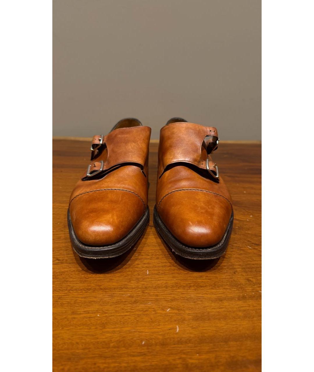 JOHN LOBB Коричневые кожаные низкие кроссовки / кеды, фото 3