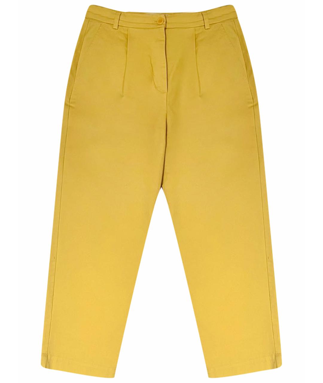 WEEKEND MAX MARA Желтые хлопко-эластановые брюки широкие, фото 1