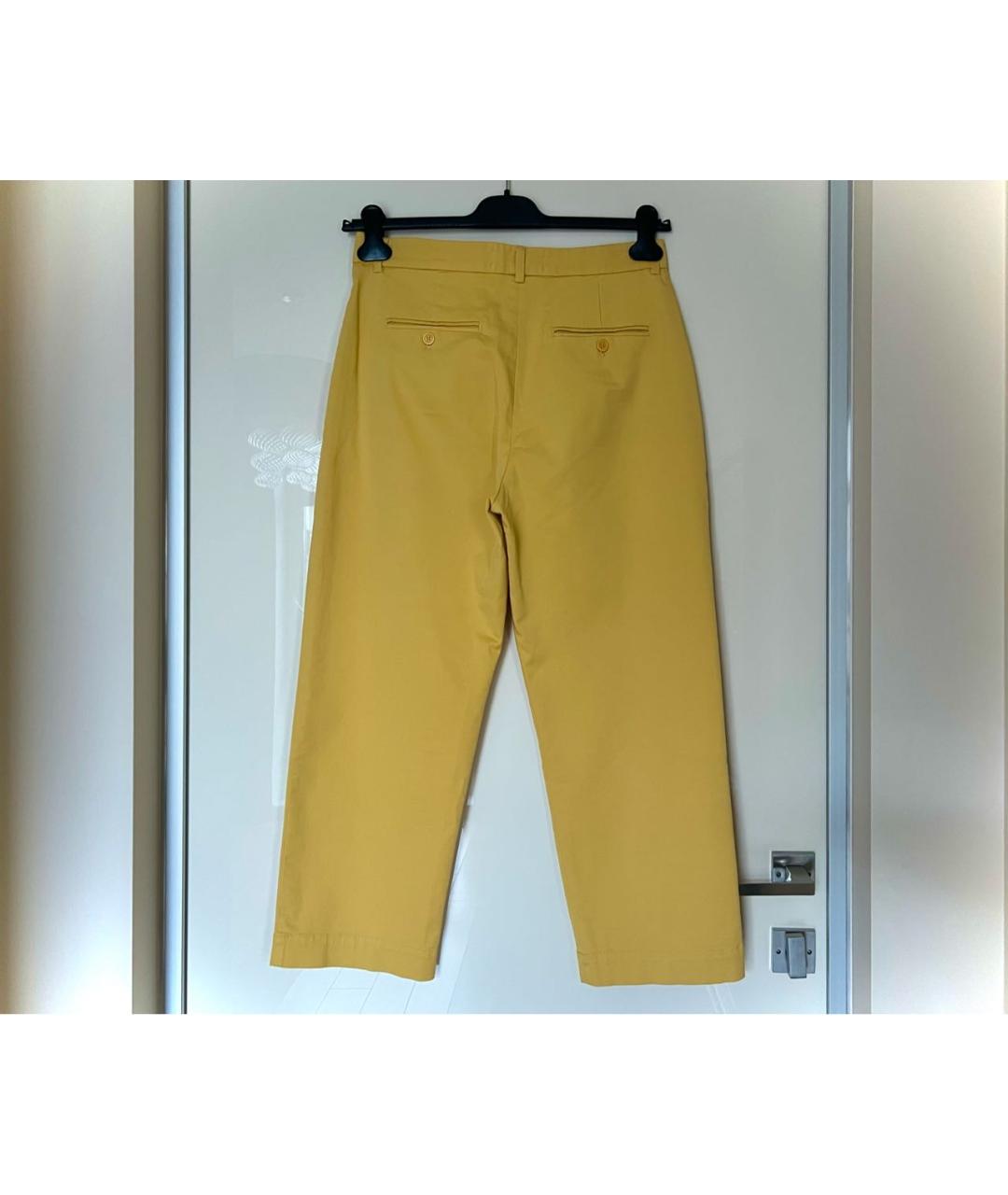 WEEKEND MAX MARA Желтые хлопко-эластановые брюки широкие, фото 3