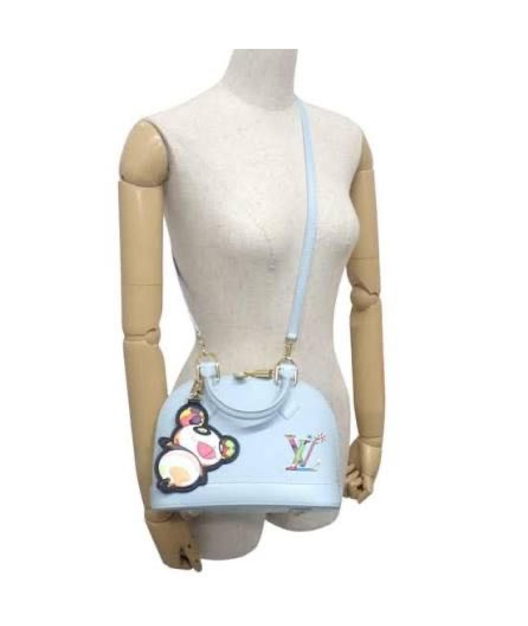 LOUIS VUITTON Голубая кожаная сумка с короткими ручками, фото 5