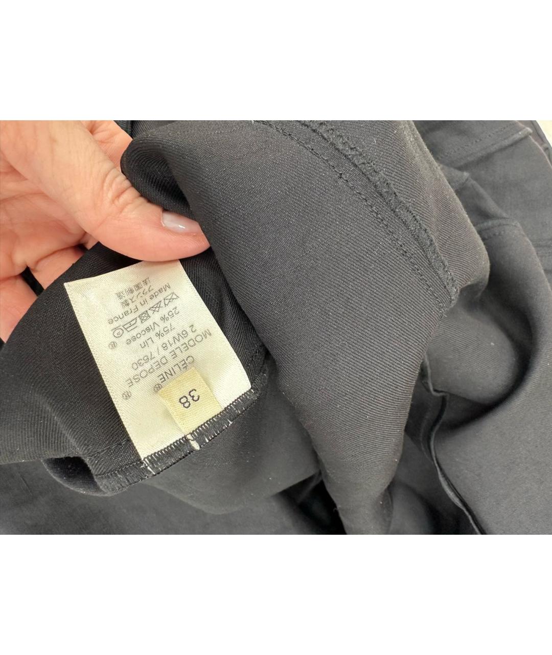 CELINE Черное льняное повседневное платье, фото 4