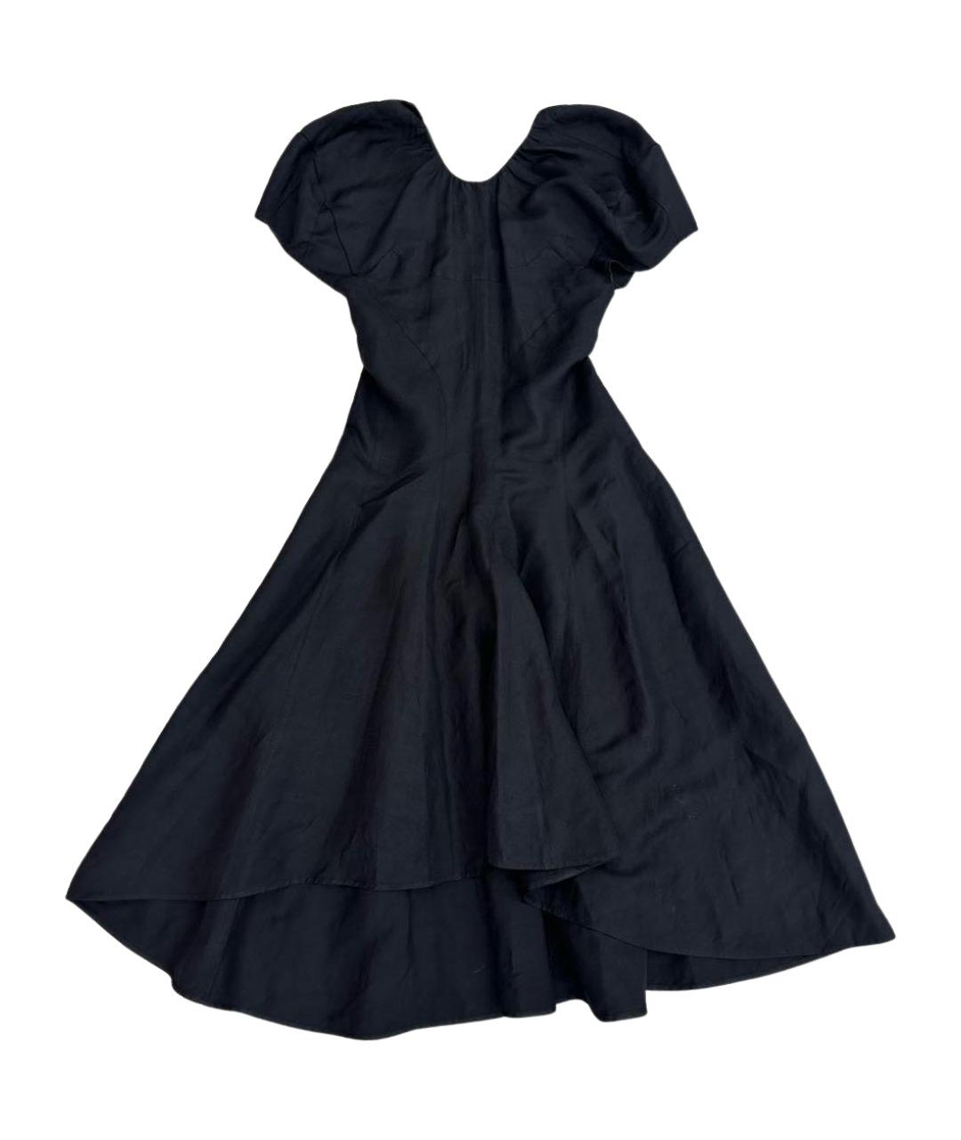 CELINE Черное льняное повседневное платье, фото 1