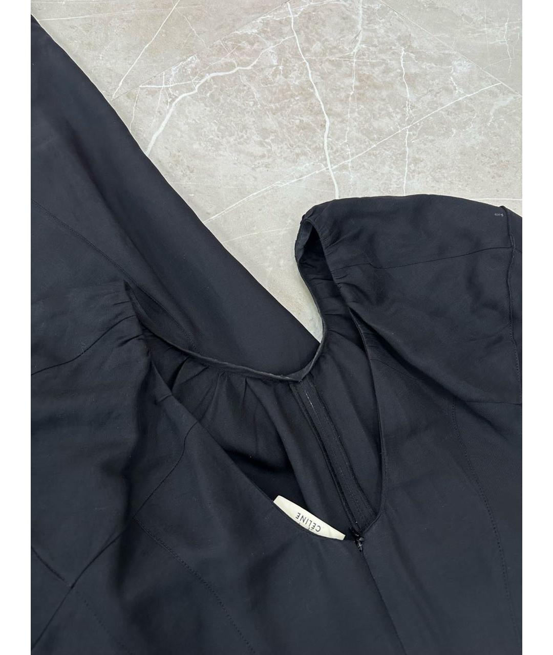 CELINE Черное льняное повседневное платье, фото 2