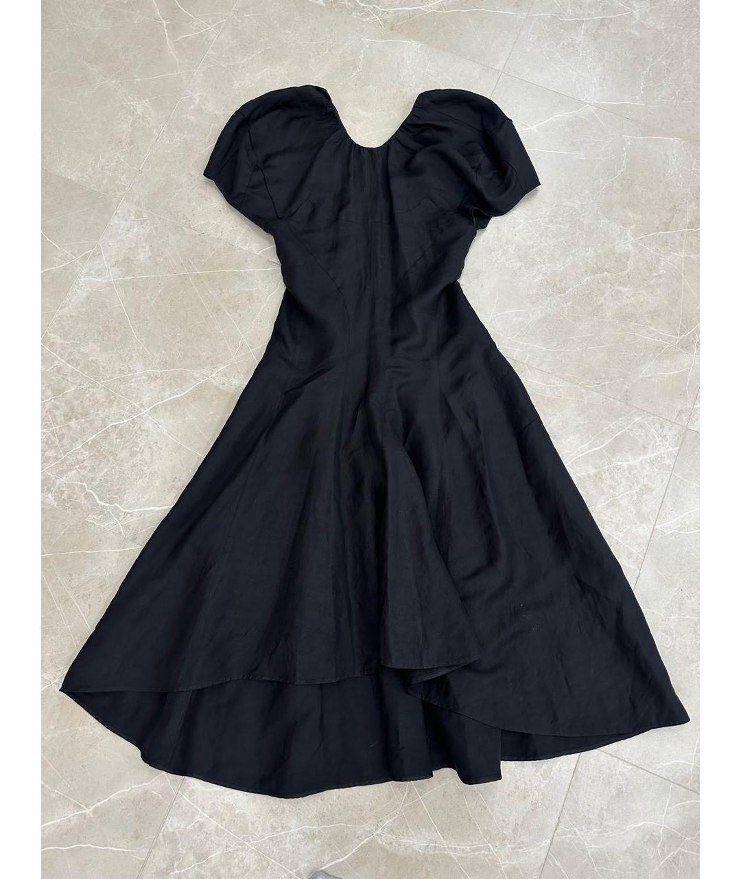 CELINE Черное льняное повседневное платье, фото 5