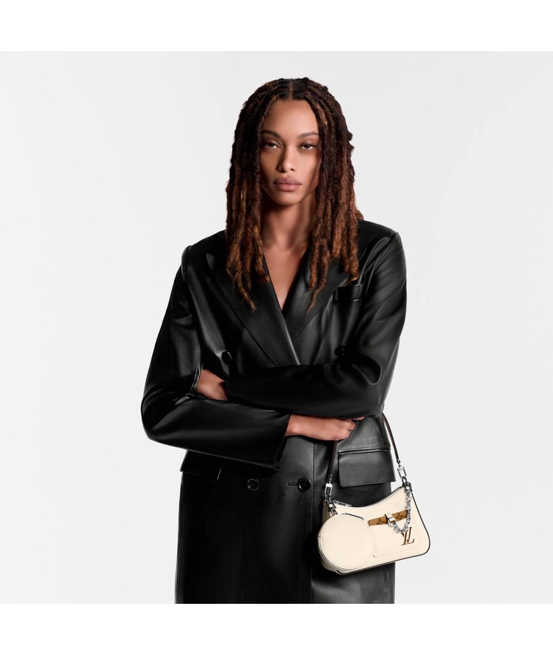 LOUIS VUITTON Бежевая кожаная сумка через плечо, фото 2