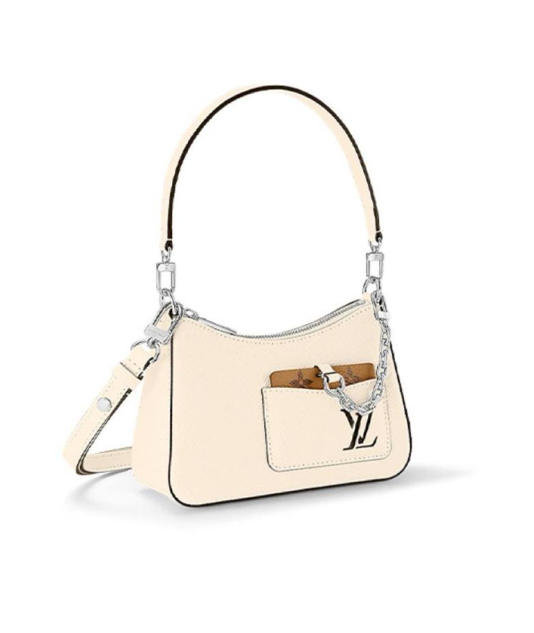 LOUIS VUITTON Бежевая кожаная сумка через плечо, фото 5