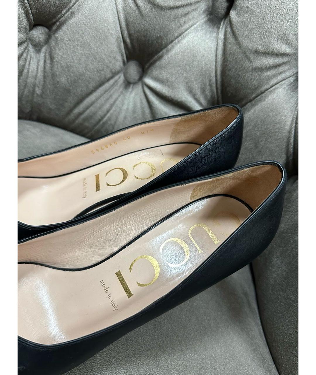 GUCCI Черные кожаные туфли, фото 4